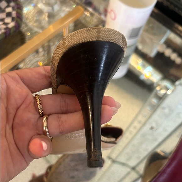 Gucci Women's Burgundy and Tan Heels Size 36 AUTHENTIC - Picture 5 of 8